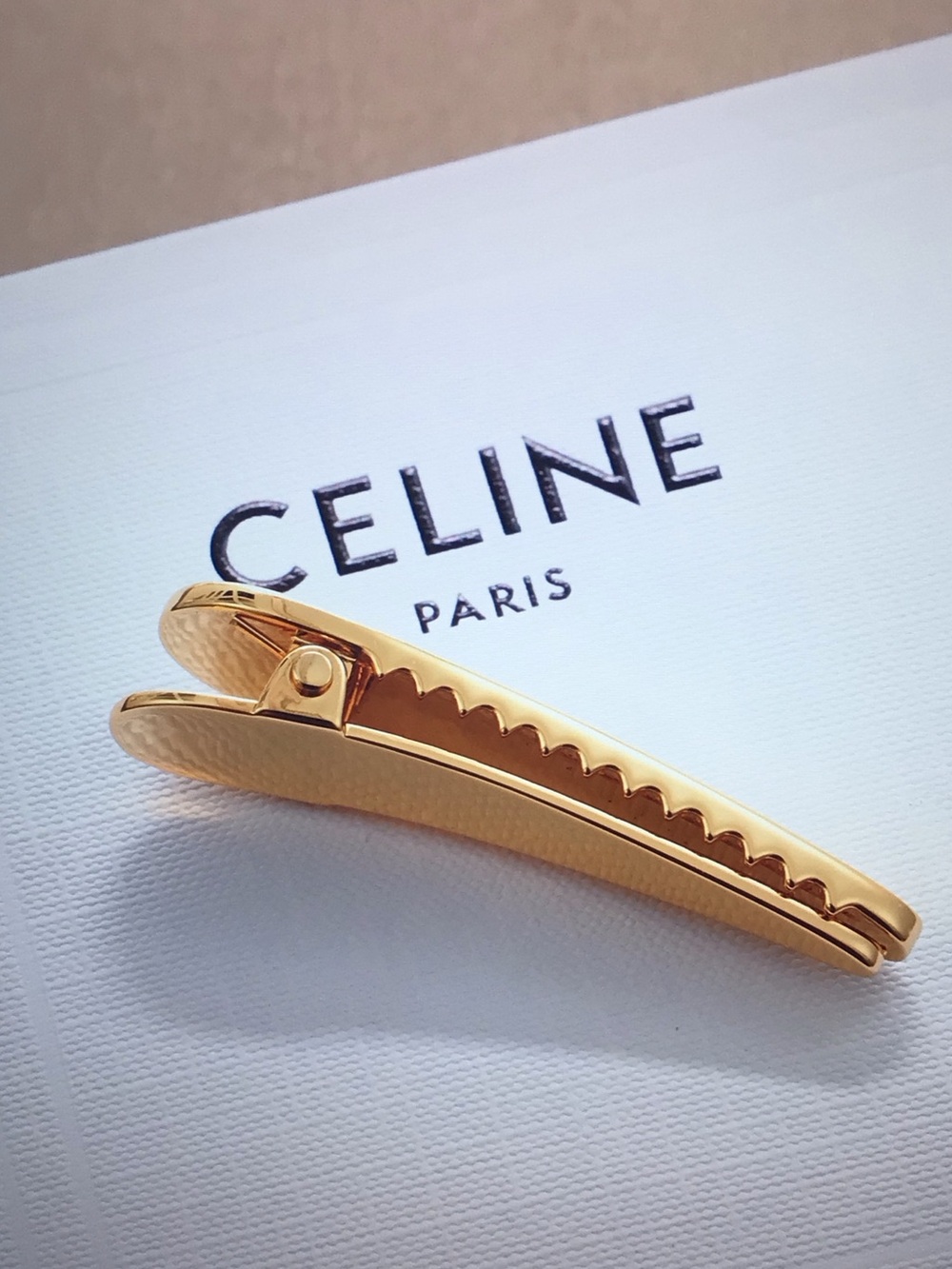 Celine Gold-Tone Logo Hair Clip - Picture 2 of 5